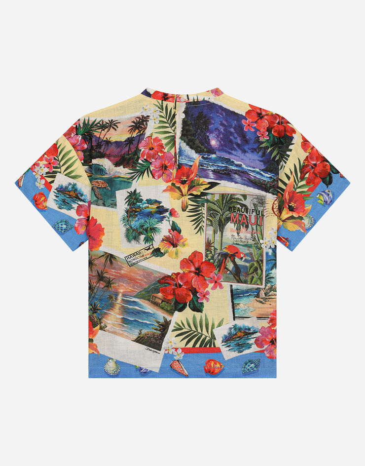 Dolce & Gabbana T-Shirt aus Jersey mit Hawaii-Print Drucken L4JTHQG7L7H