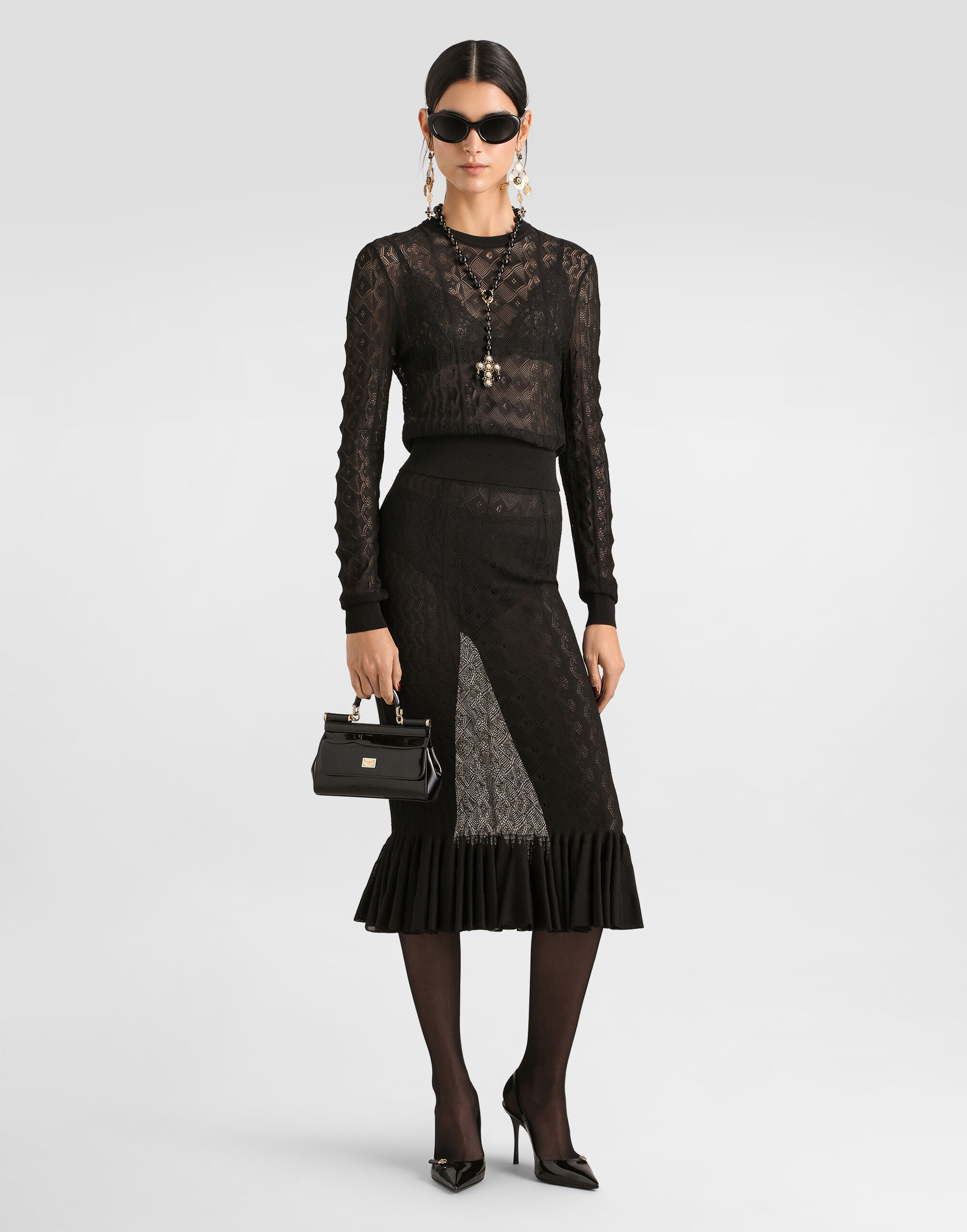Blackのウィメンズ レース プルオーバー | Dolce&Gabbana®