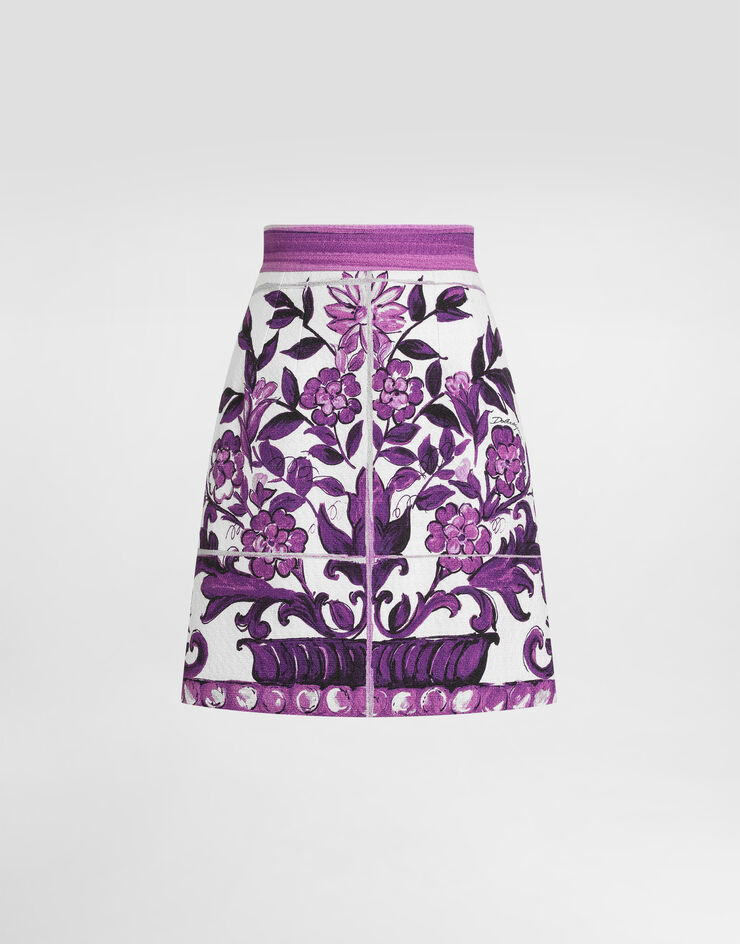 Dolce & Gabbana Majolica-print cotton mini skirt Multicolor F4C7ETFPFSO