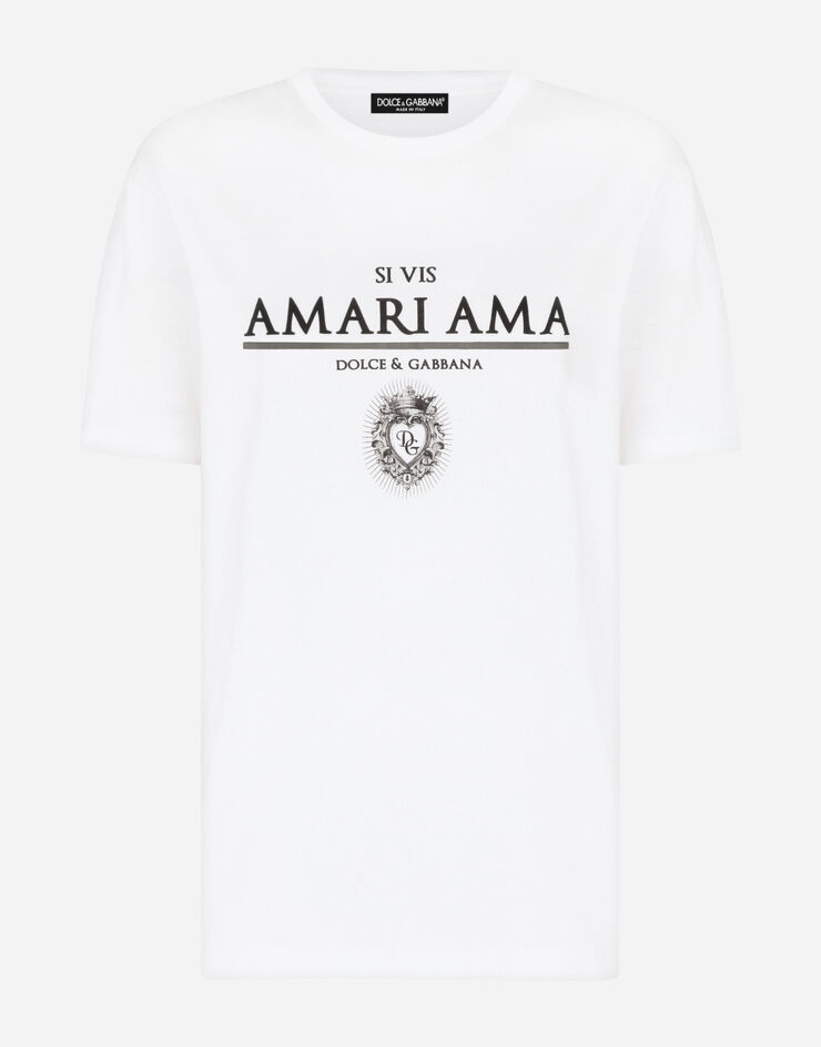 Jersey tshirt with si vis amari ama print