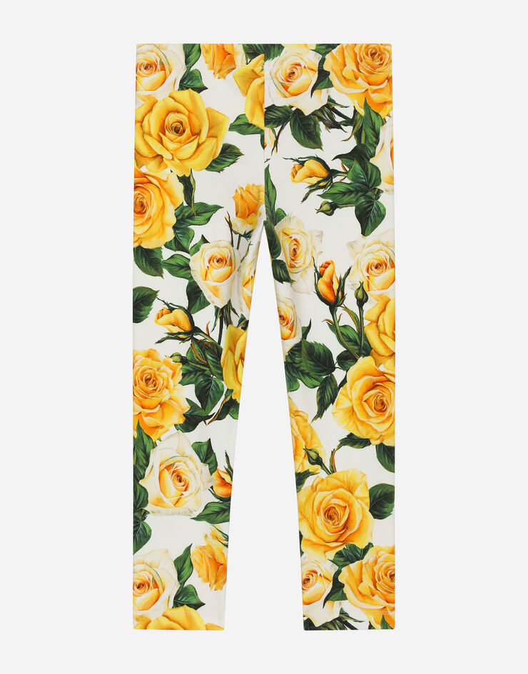 Dolce & Gabbana Leggings en interlock à imprimé roses jaunes Imprimé L5JPB7FSG59
