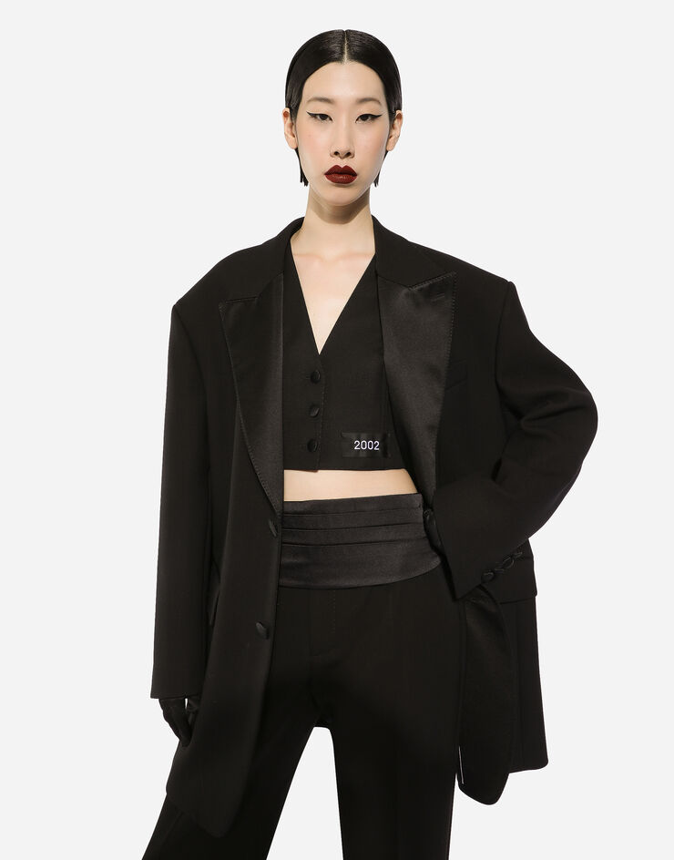 Dolce&Gabbana Chaleco corto en paño de lana Negro F790BTFU21E