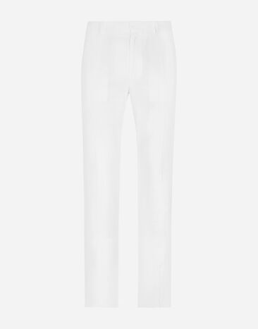 Dolce & Gabbana Pantalon couture en lin stretch Bleu Ciel G5LI8TFU4LG