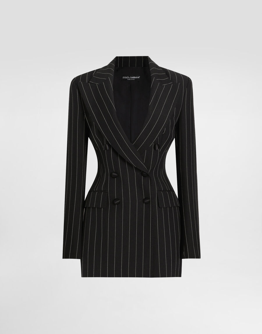 Double-breasted pinstripe wool jacket