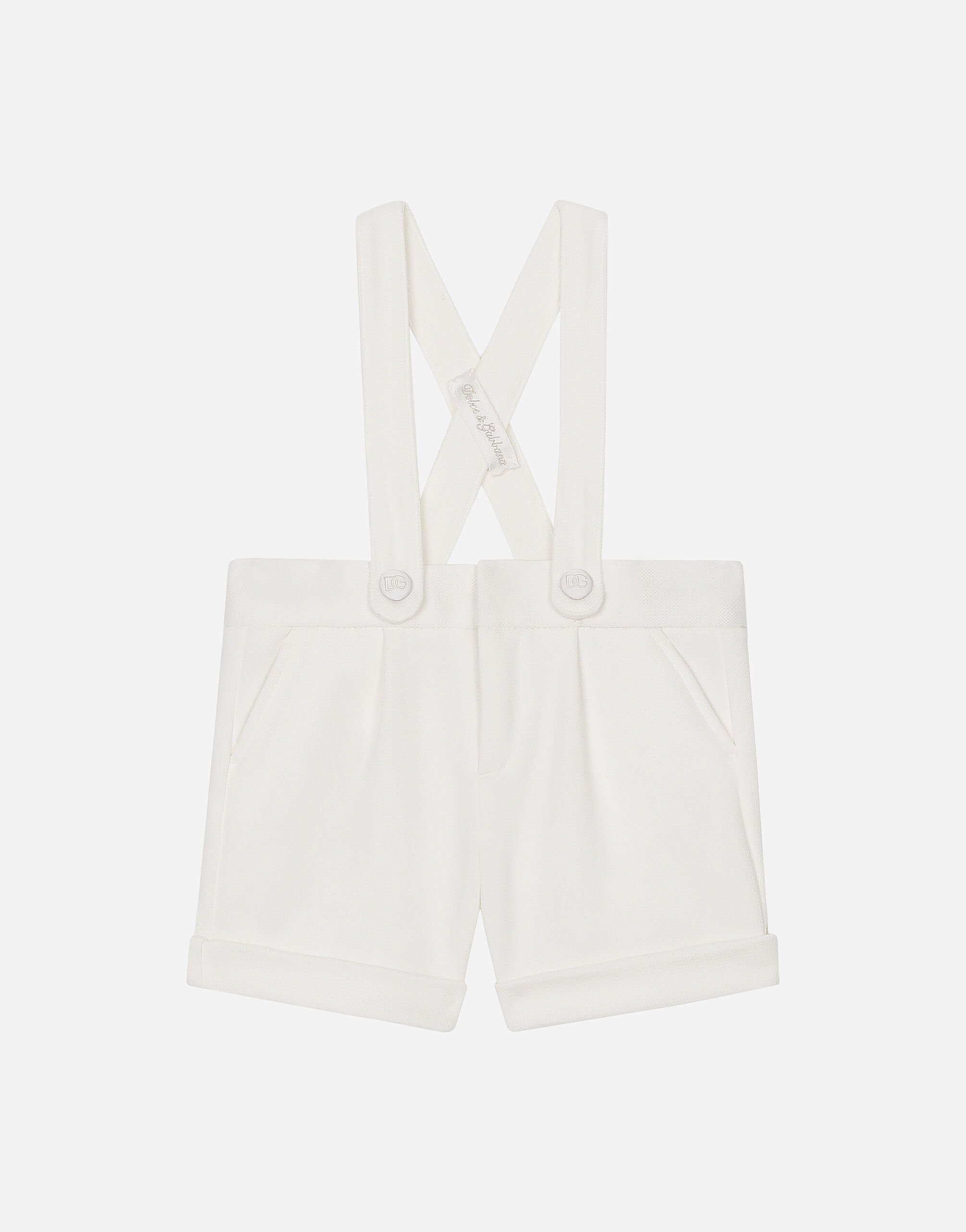 Dolce & Gabbana Textured jersey dungarees White L0EGG2FU1L6