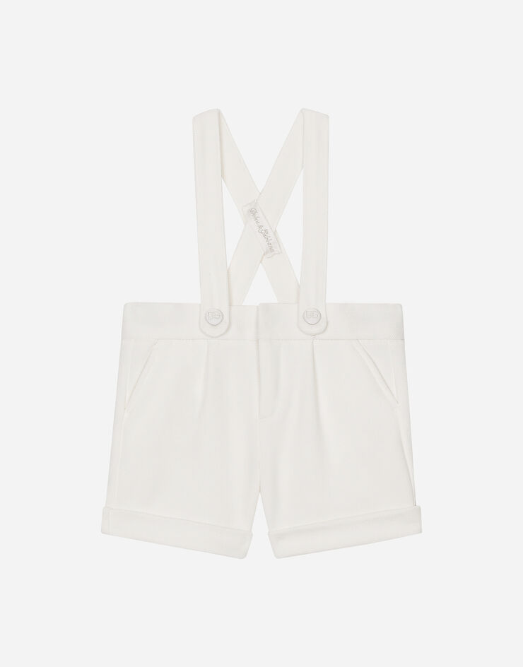 Textured jersey dungarees in White for