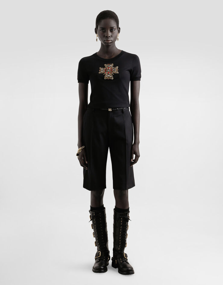 Dolce & Gabbana Bi-stretch wool shorts Black FTC6RTFUBGC