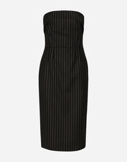 Dolce & Gabbana Woolen fabric pinstripe midi dress Black F4BSQTFLM8X