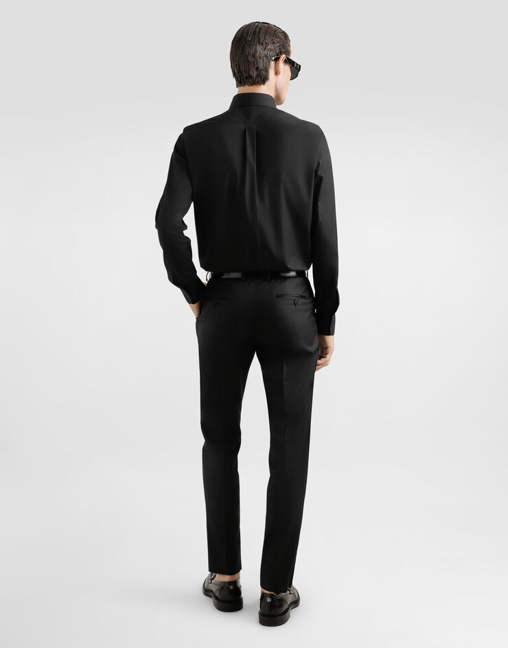 Dolce & Gabbana Cotton shirt with heraldic patch Black G5ML1ZGI757