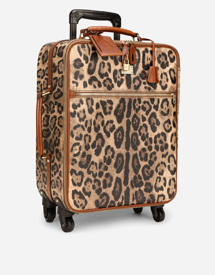 Dolce & Gabbana Medium trolley in leopard-print Crespo with branded plate Multicolor BB6202AW384