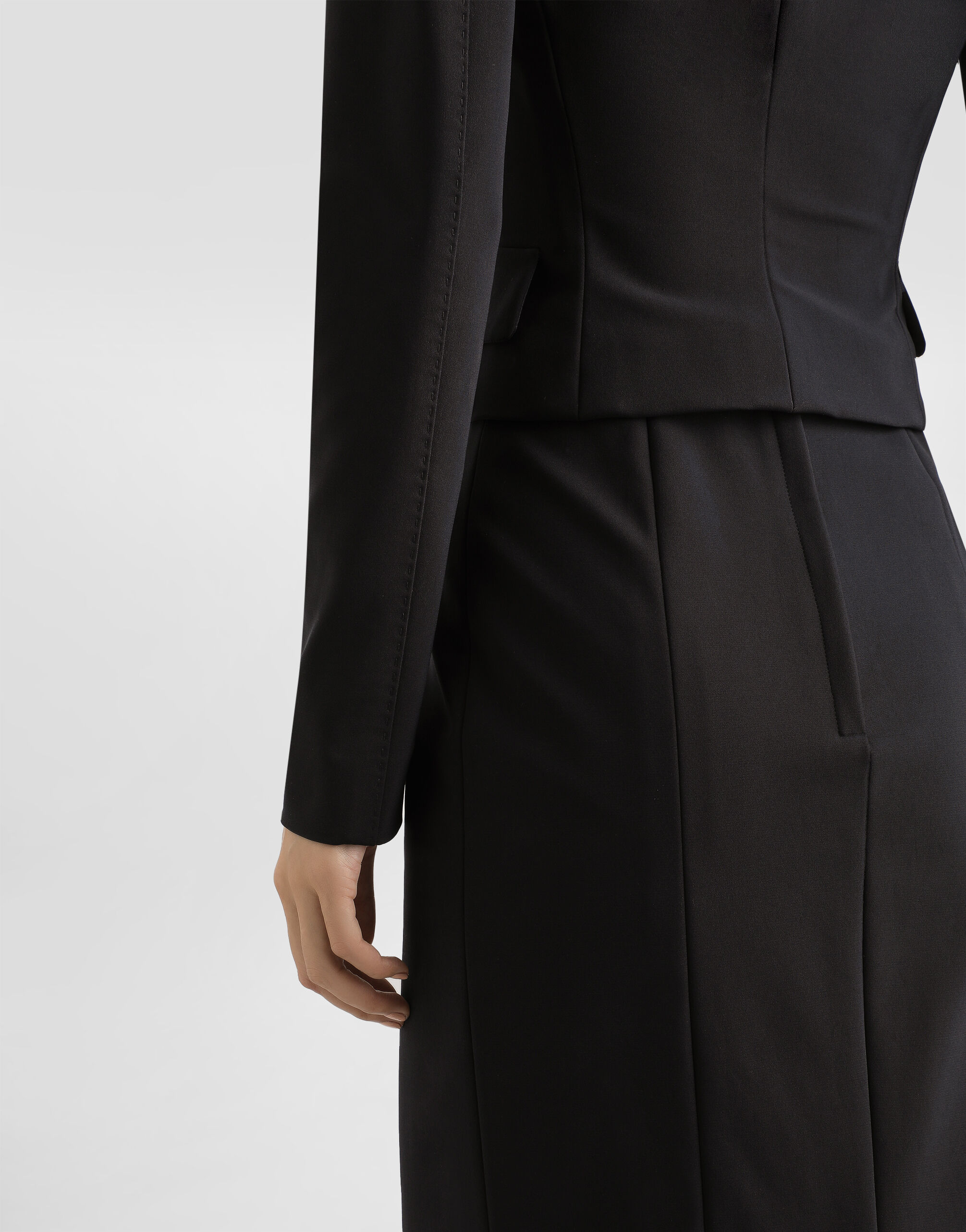 Short single-breasted technical cady jacket in Black for Short single-breasted technical cady jacket in Black for