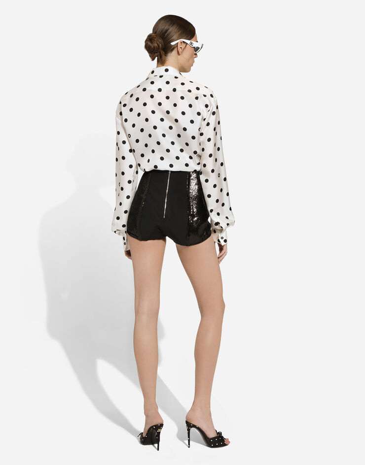 Dolce & Gabbana Camisa en sarga de seda con estampado de lunares Imprima F5S31TIS1VI