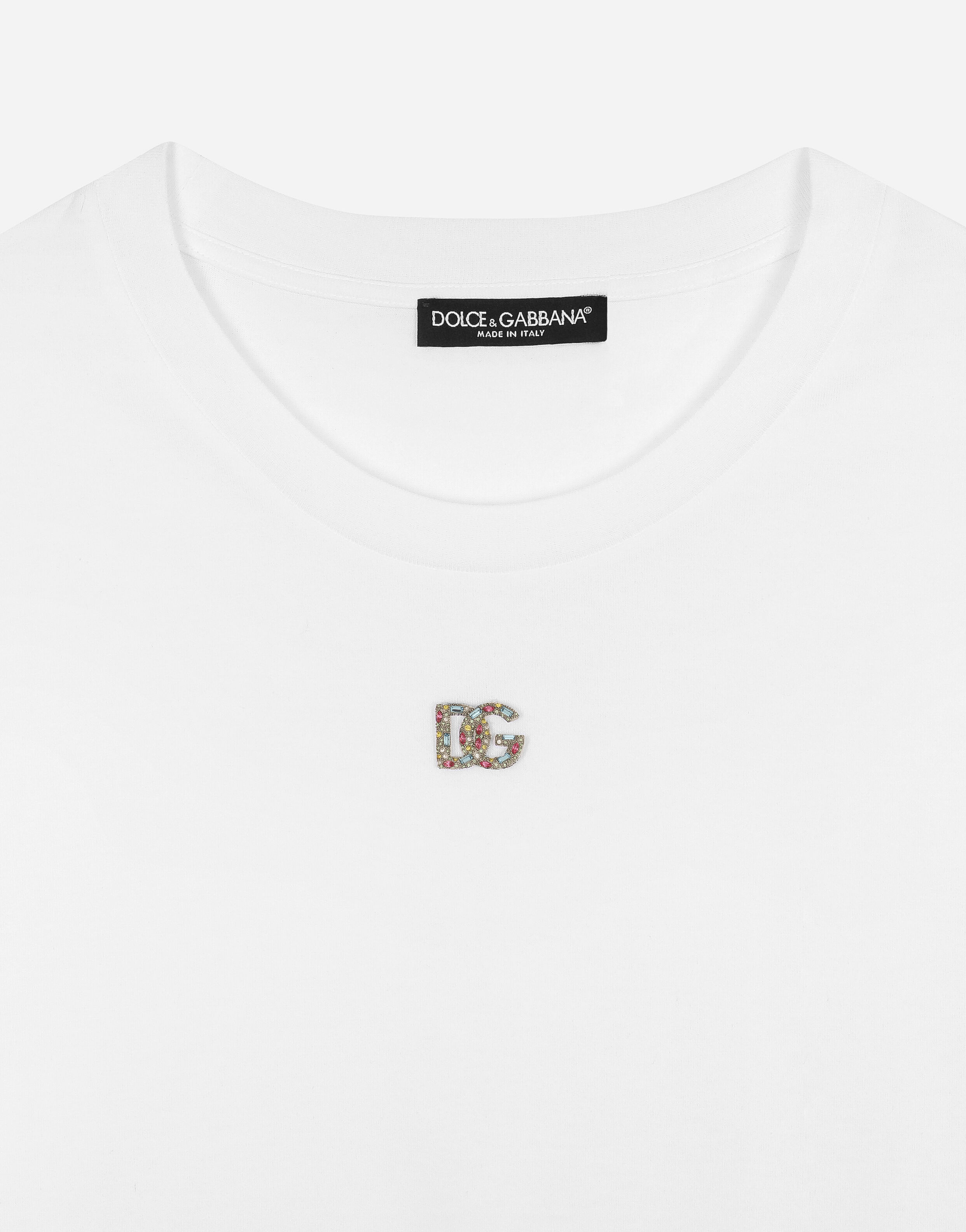 【絶品】 T-shirt Jersey with Multicolor in embellishment DG crystal トップス
