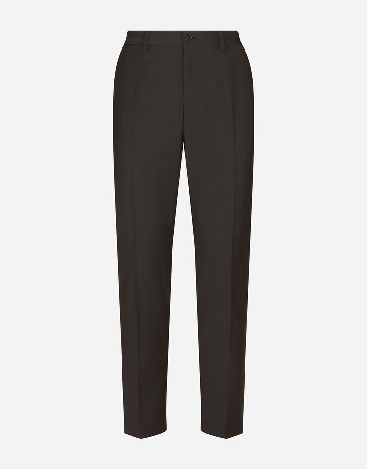 Dolce&Gabbana Pantalón de algodón elástico con parche DG Gris GW13EZFURIR
