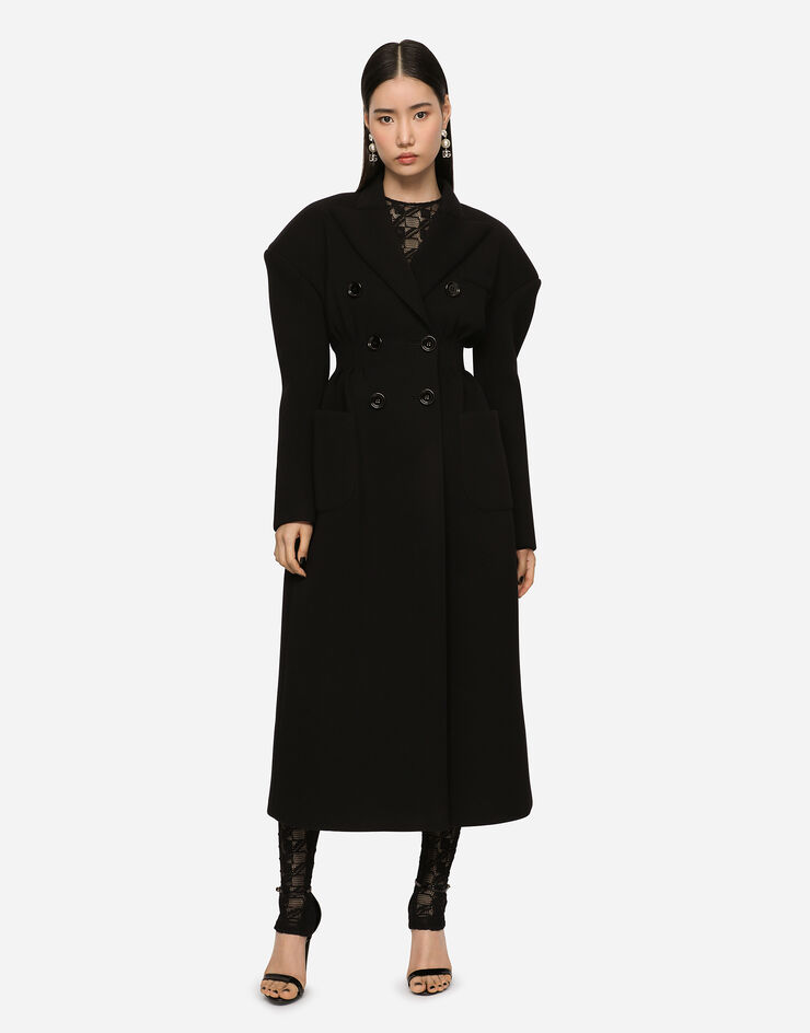 Dolce & Gabbana Manteau croisé en jersey technique Noir F0C2GTFUFJT