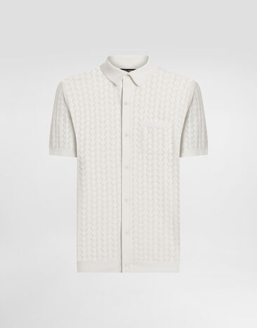Dolce & Gabbana Short-sleeved cotton openwork shirt Multicolor GXZ64TJFMMS