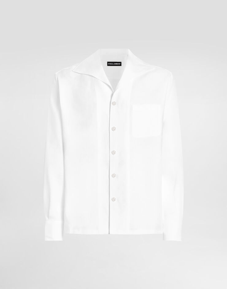 Dolce & Gabbana Langarmhemd aus Leinen Weiss G5MW6TFU4JB
