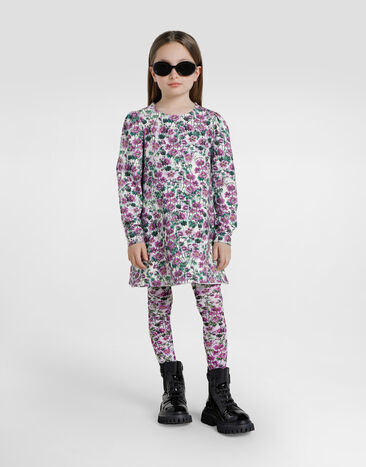 Dolce & Gabbana Vestido con estampado de violetas Print L5JDALFSG81