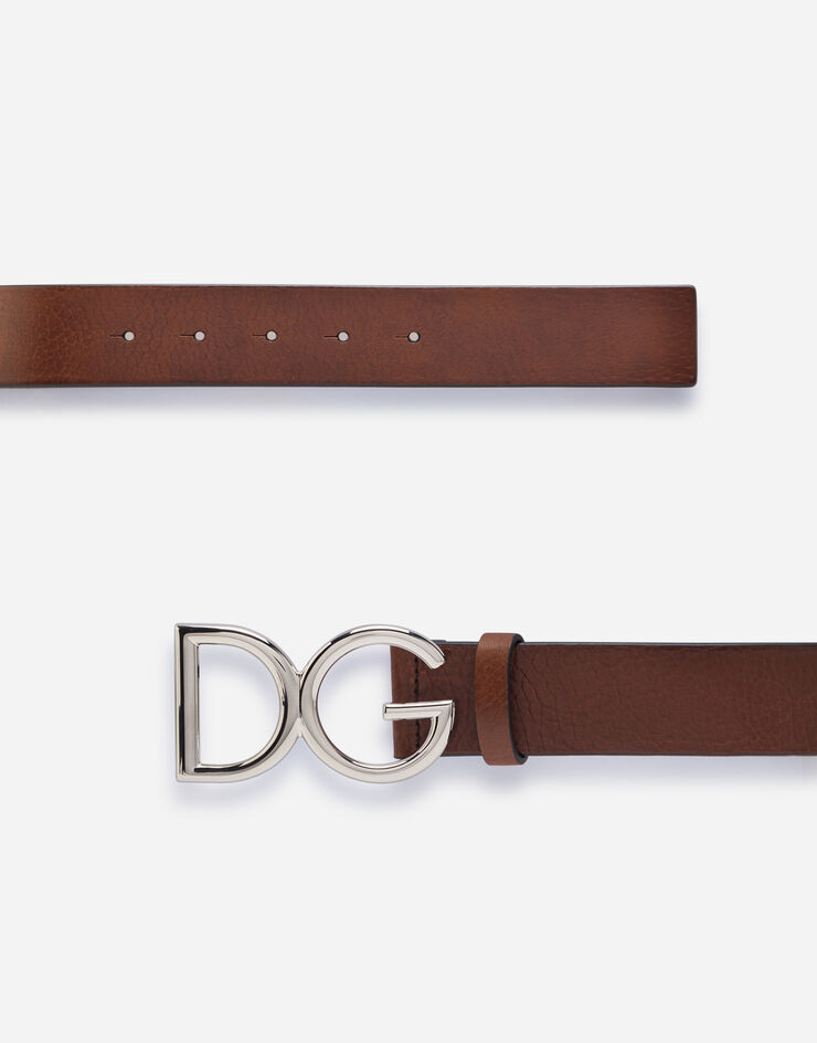 Dolce & Gabbana Tumbled leather belt with DG logo MARRONE BC4245AI894