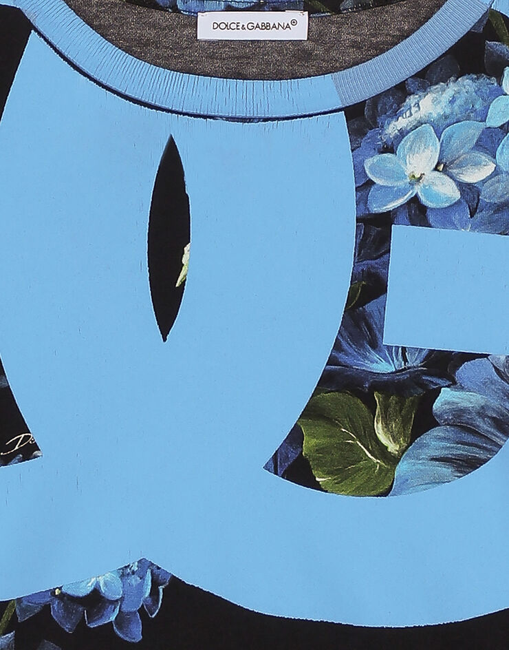 Dolce & Gabbana Jersey T-shirt with bluebell print Imprima L5JTLMG7M1M
