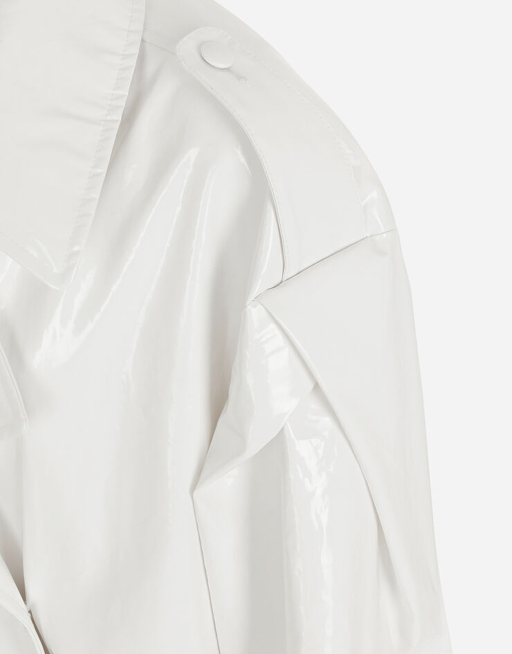 Dolce & Gabbana معطف ترنش من قطن مطلي أبيض F0D1QTFU600