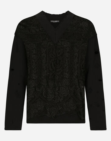 Dolce & Gabbana Embroidered tulle and jersey sweatshirt Multicolor GXP56TJFMA3