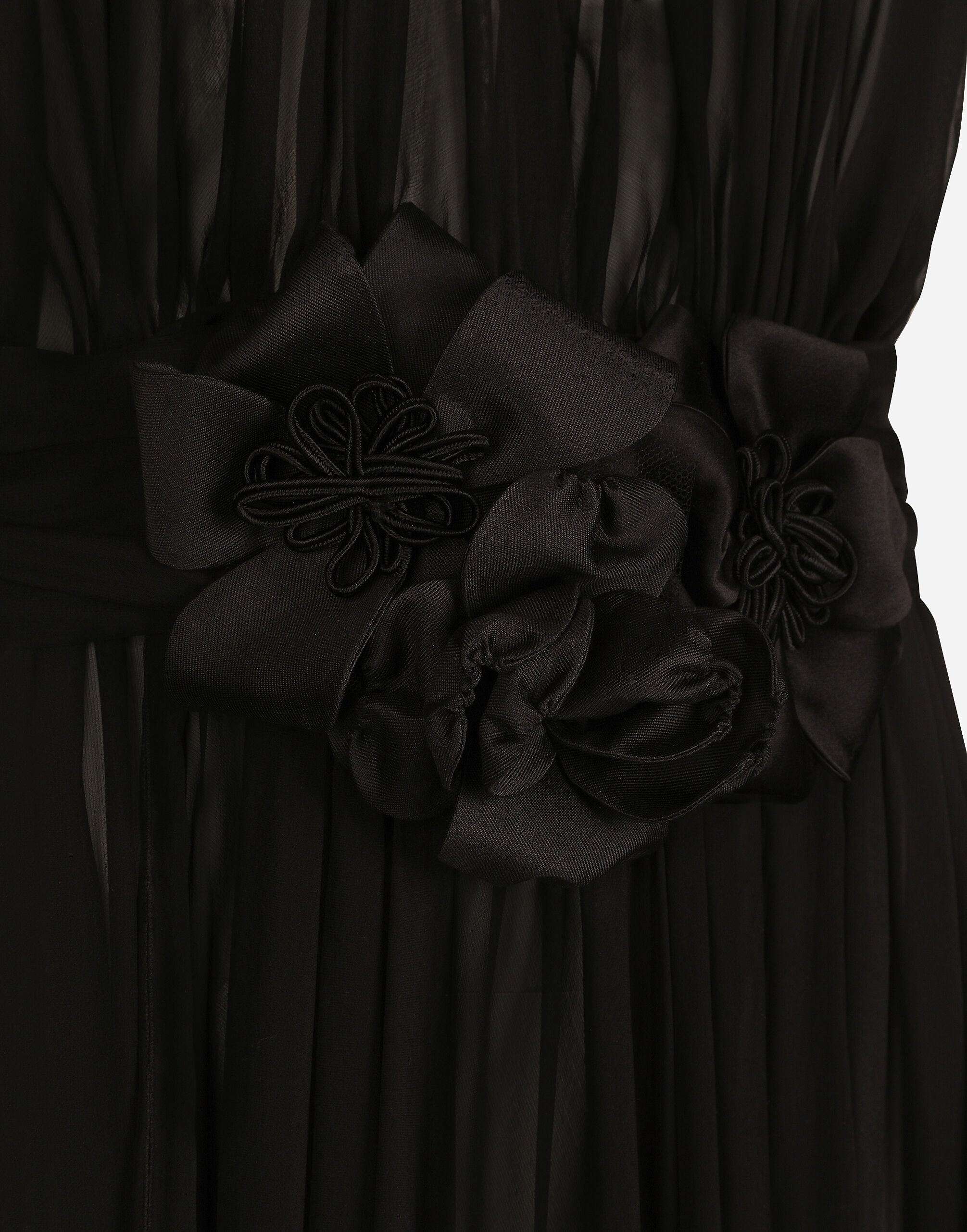 DOLCE&GABBANA フレアスカート 黒 タッセル調装飾 Organza and coated fabric dress Woman, Black | TWINSET Milano