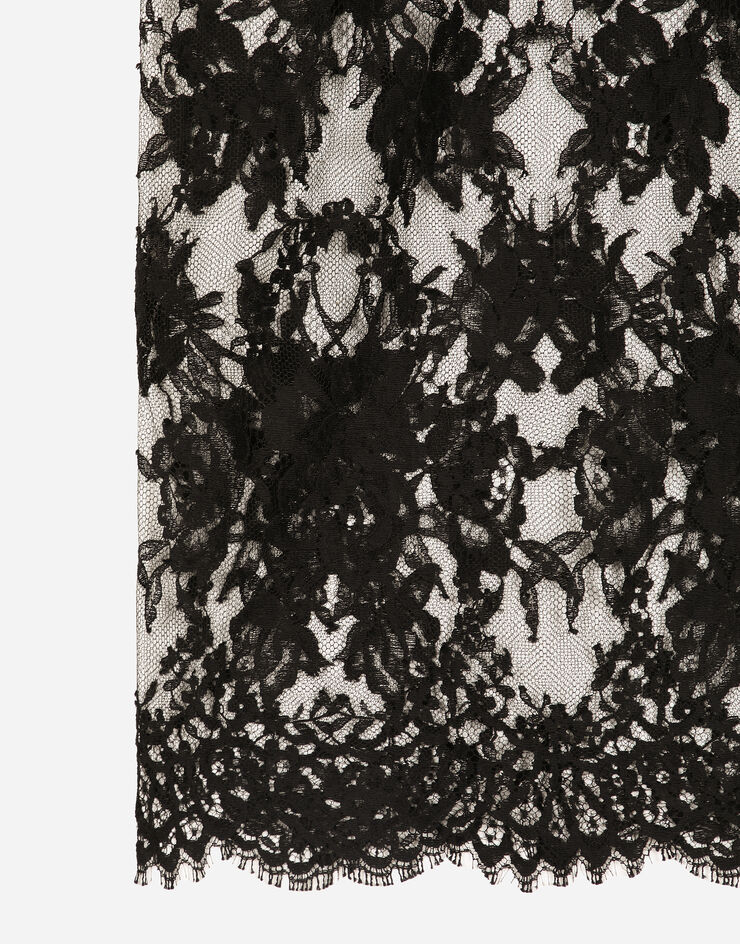 Dolce & Gabbana Chantilly lace calf-length skirt Black F4C2HTHLMQJ