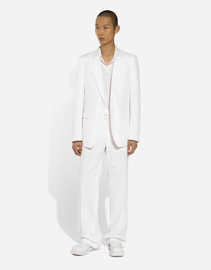 Dolce & Gabbana Silk polo-shirt with signature White GXZ09ZJBSJS
