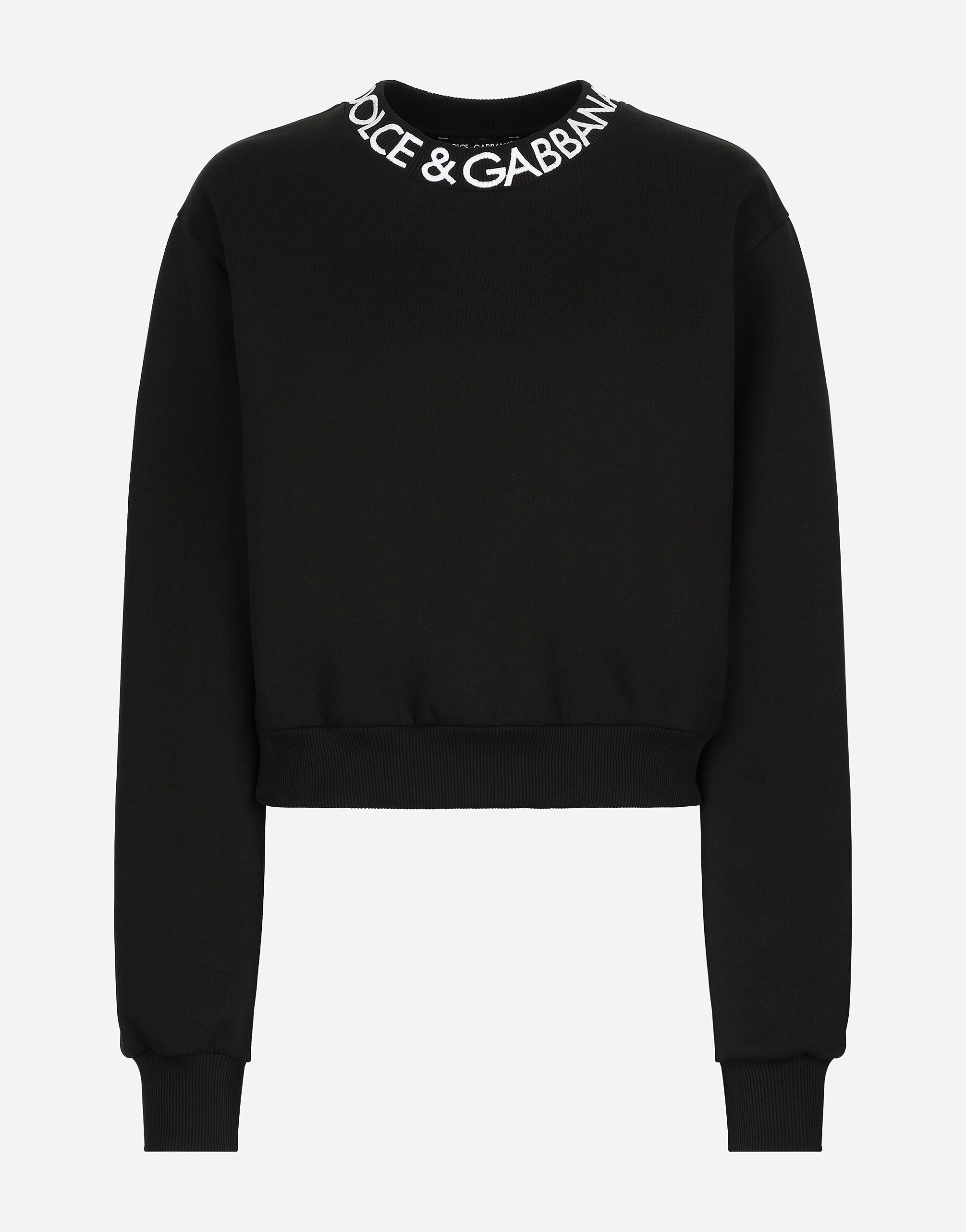 Dolce & Gabbana Jersey sweatshirt with Dolce&Gabbana logo embroidery Black FXE03TJBMQ3
