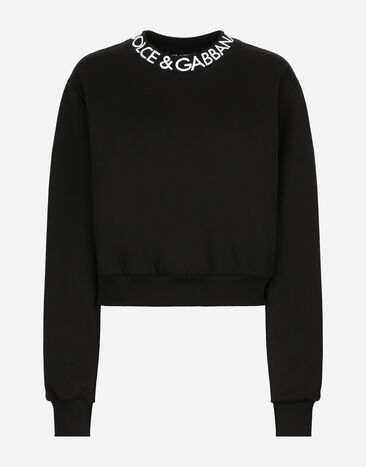 Dolce & Gabbana Sweatshirt aus Jersey mit Logostickerei Dolce&Gabbana Schwarz FXE03TJBMQ3