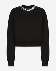 Dolce & Gabbana Jersey sweatshirt with Dolce&Gabbana logo embroidery Black FXV15ZJFMBC