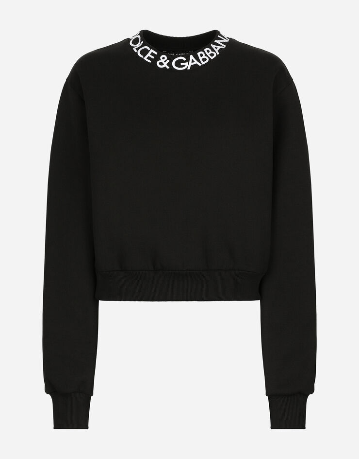 Dolce & Gabbana Sweatshirt aus Jersey mit Logostickerei Dolce&Gabbana Schwarz F9R50ZGDB6B