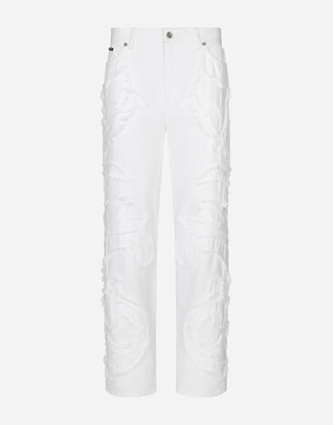 Dolce & Gabbana Boyfriend jeans with embroidery Multicolor FTC67DG8ML9