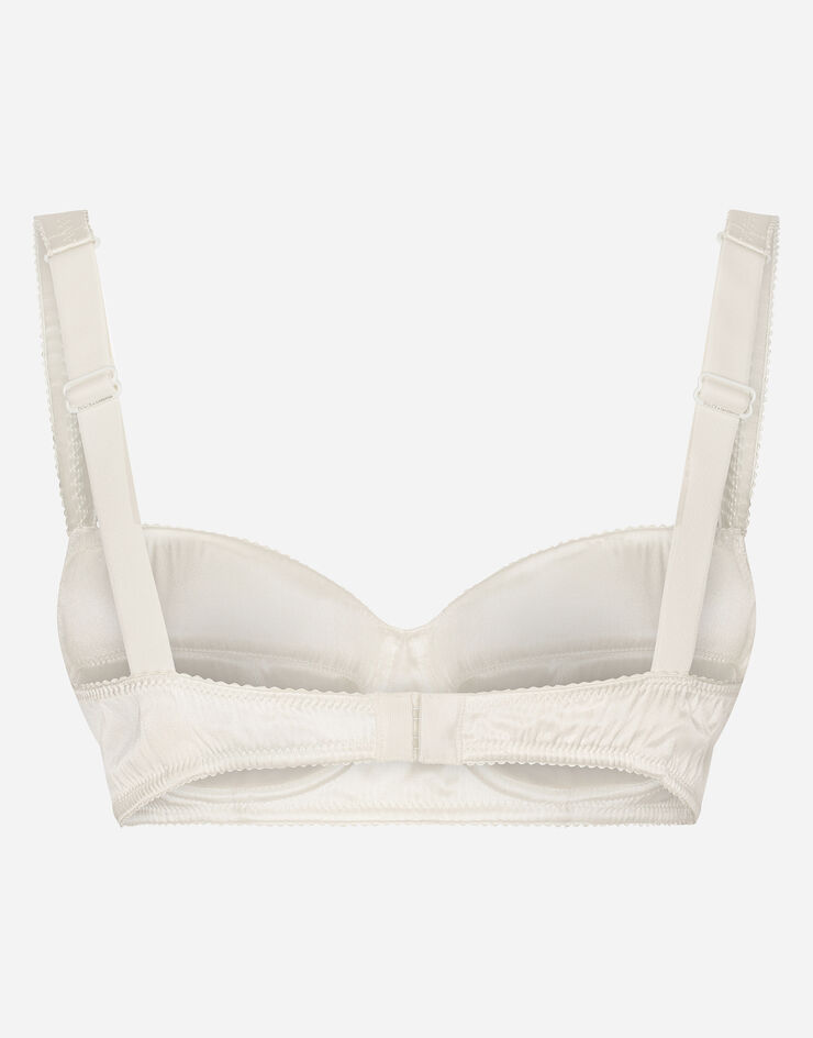 Padded balcony bra in satin with race in White for Women | Dolce&Gabbana®