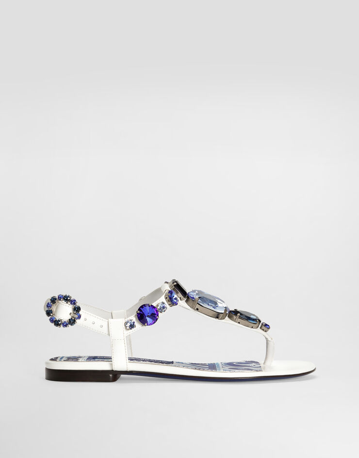 Dolce & Gabbana ソングサンダル エナメル エンブロイダリー ホワイト CQ0294AB871