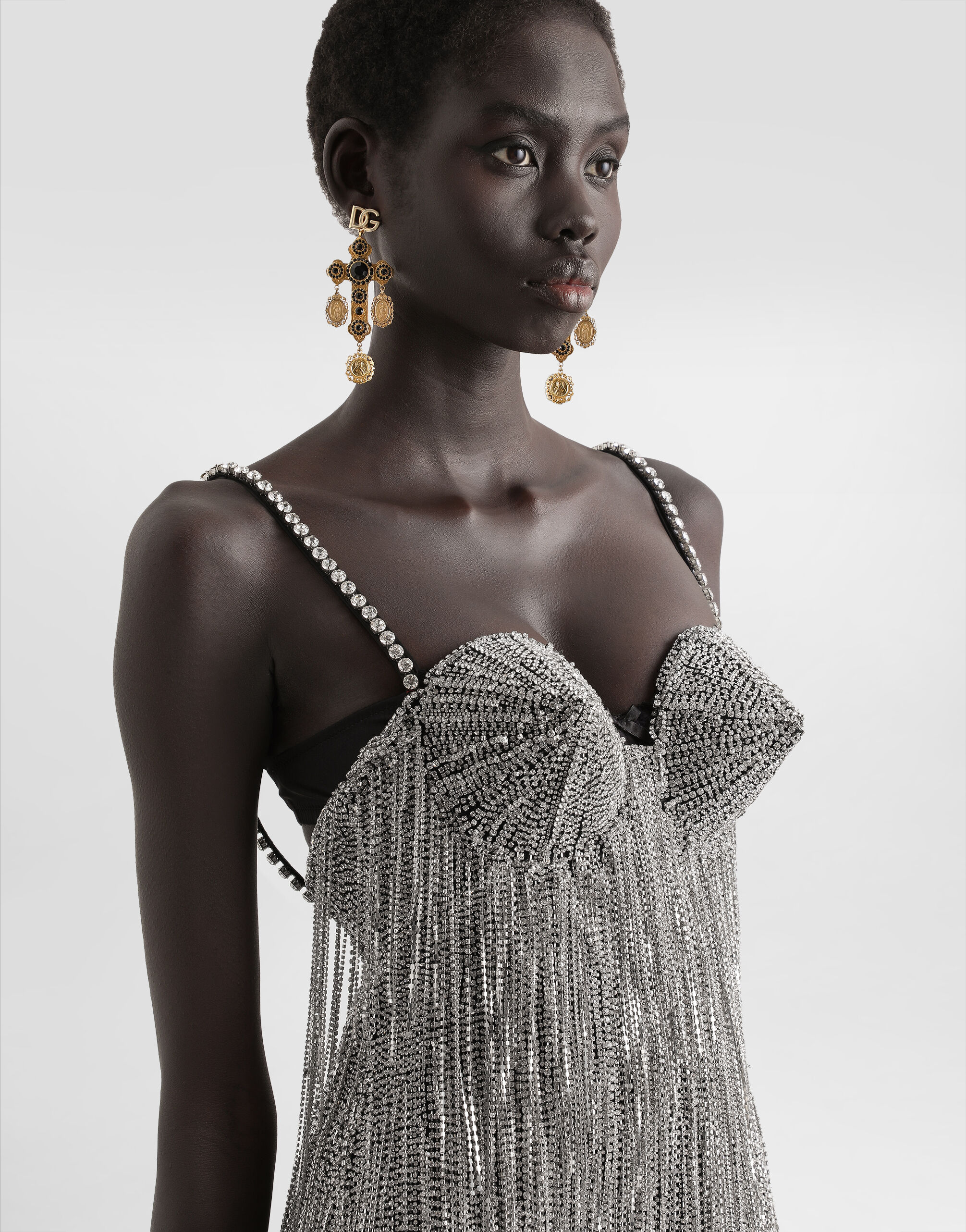 【予約販売品】 with dress calf-length Marquisette sequined in fringing スーツ・フォーマル・ドレス