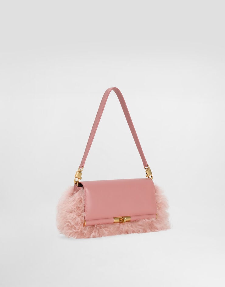 Dolce & Gabbana Marlene shearling and palmellato calfskin shoulder bag Multicolor BB7756A0524