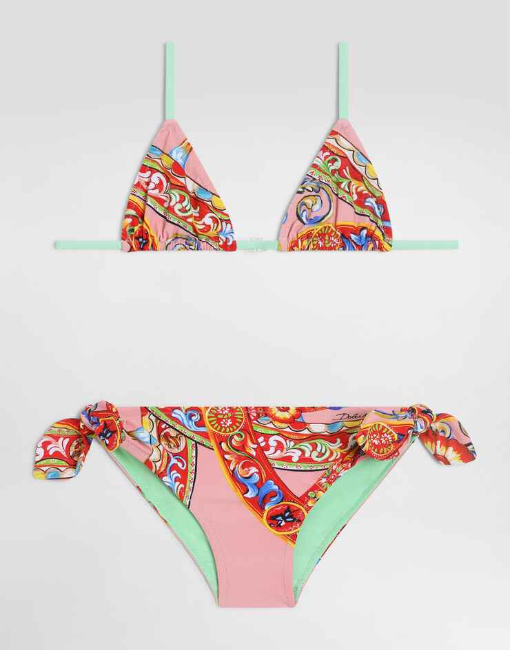 Dolce & Gabbana Carretto-print triangle bikini Multicolor L5J884ON0IB