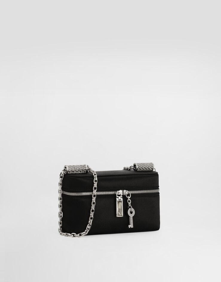 Dolce & Gabbana Sicily medium satin and pavé tubes shoulder bag Black BB7878BY656