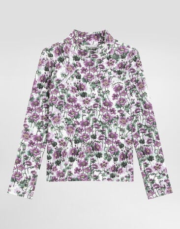 Dolce & Gabbana Violets-print interlock turtleneck Print L5JTLEFSG81