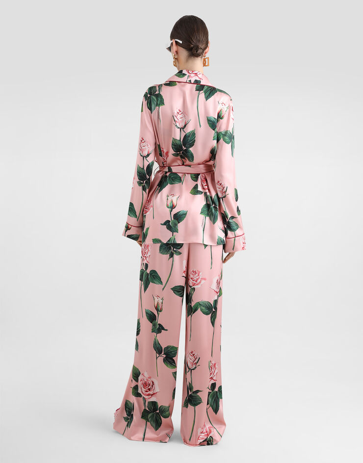 Dolce & Gabbana Silk pajama pants with rose print Print FTCISTFSA7D