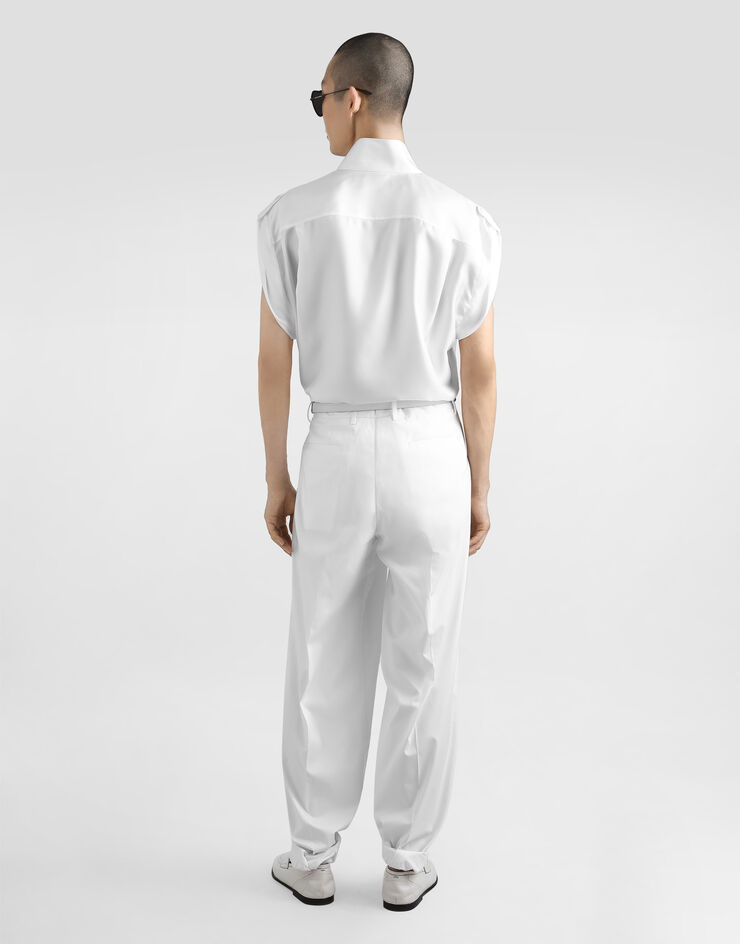 Dolce & Gabbana Camisa Hawaii en sarga de seda Blanco G5NJ4TFU10S