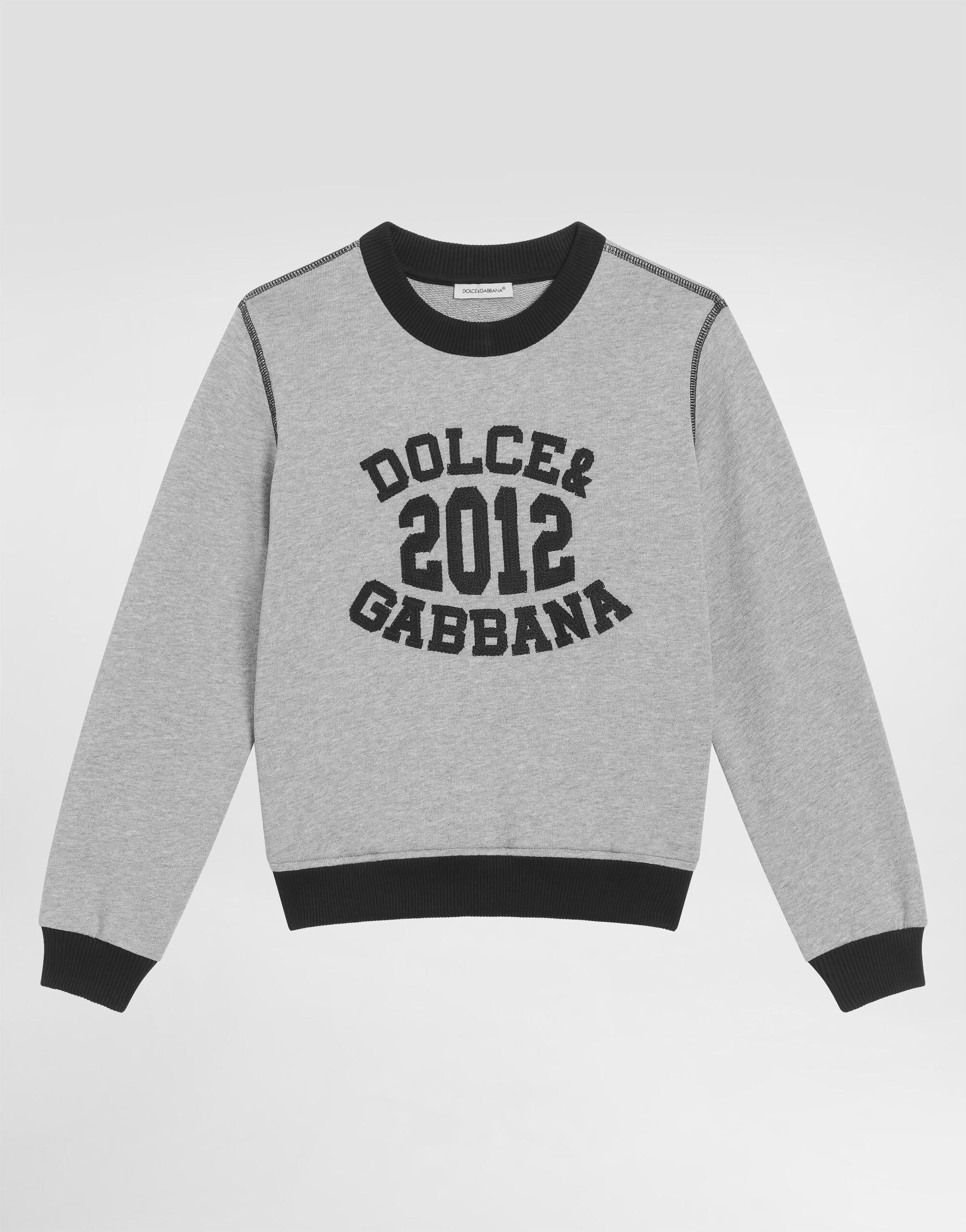 Crew neck sweatshirt with Dolce&Gabbana embroidery in Grey for