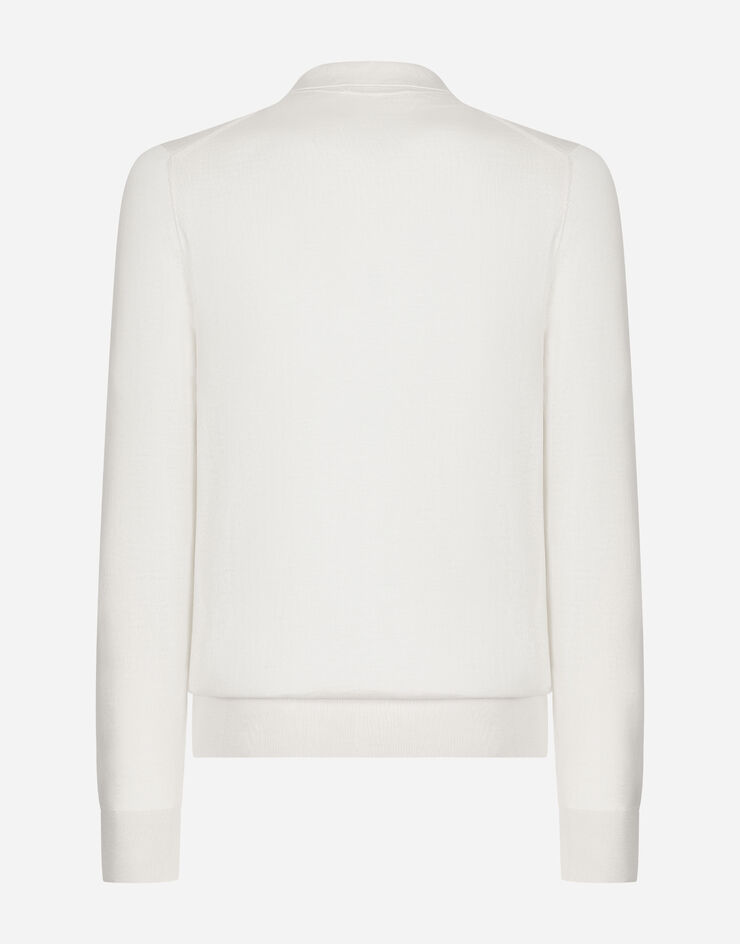 Dolce & Gabbana Pull polo en cachemire et soie Blanc GXZ25TJFMEH