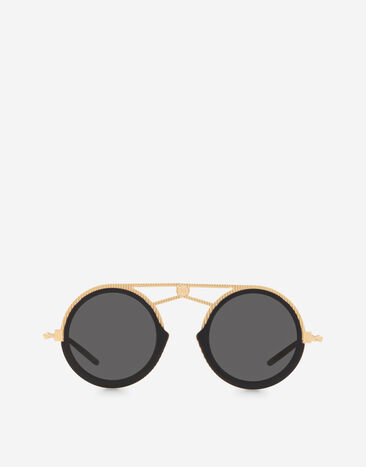 Dolce & Gabbana نظارة شمسية DG FATTO A MANO ذهبي و أسود VG2241VM187