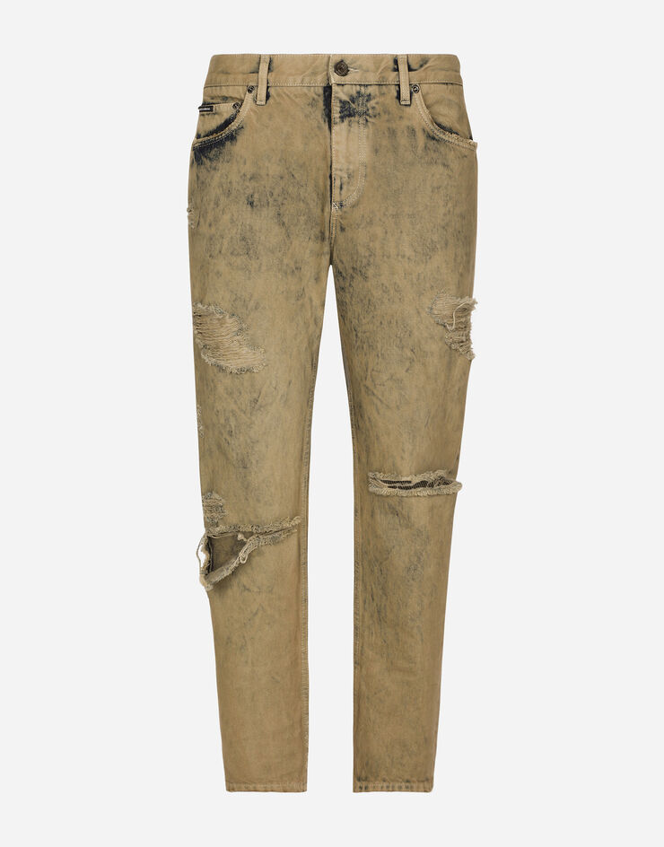 Dolce&Gabbana Overdyed loose fit stretch jeans with rips Multicolor GYJDADG8JQ7