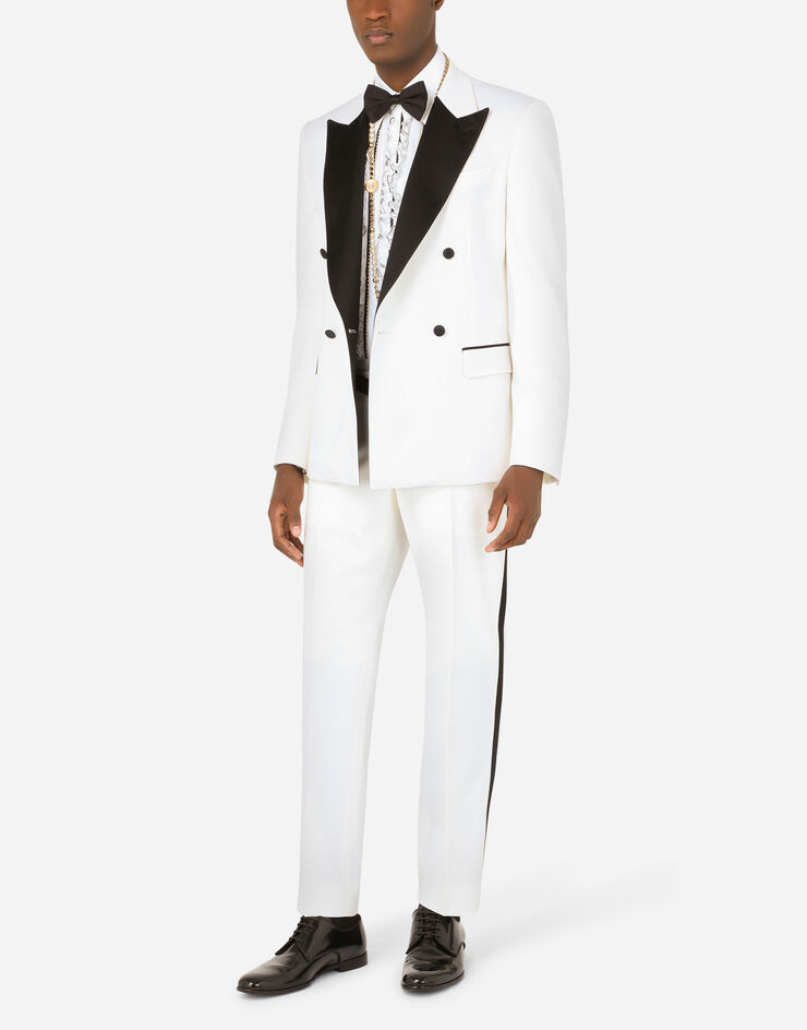 Dolce & Gabbana Double-breasted stretch wool Sicilia-fit tuxedo suit White GKHYMTFUBE7