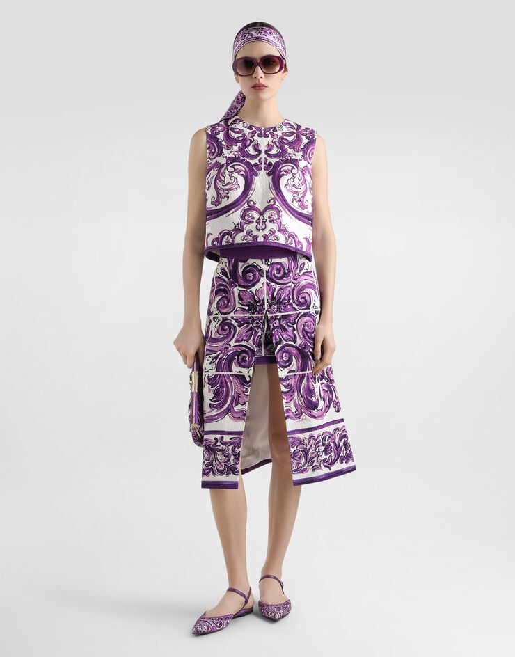 Dolce & Gabbana Majolica-print mat top Multicolor F7AU2TFP9AK