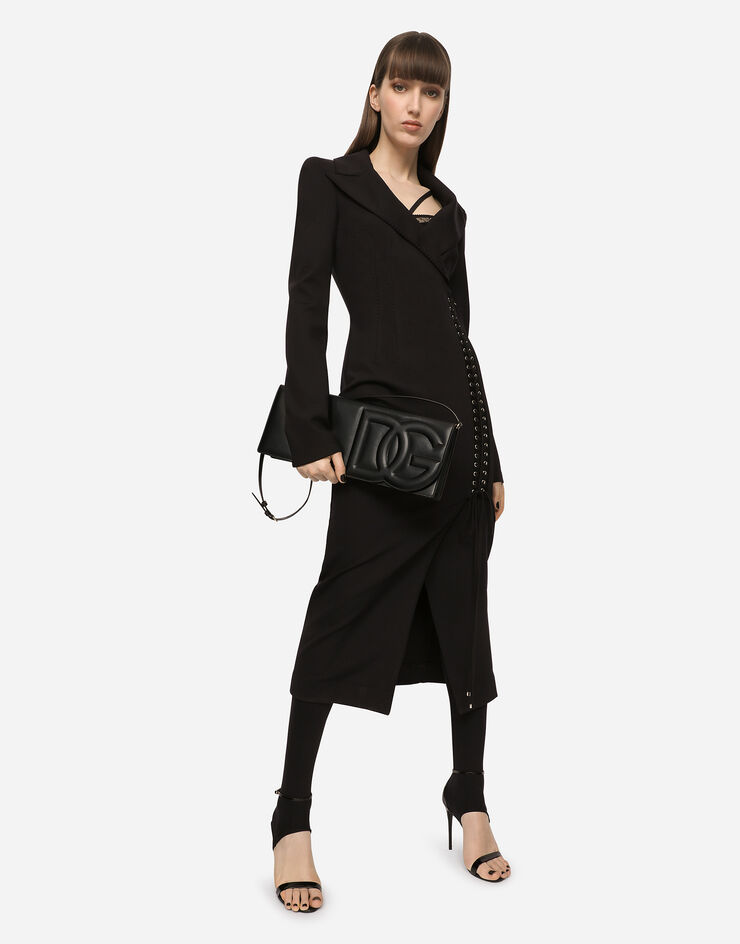 Dolce & Gabbana Jersey coat dress with laces and eyelets Black F6AOVTFUUBD